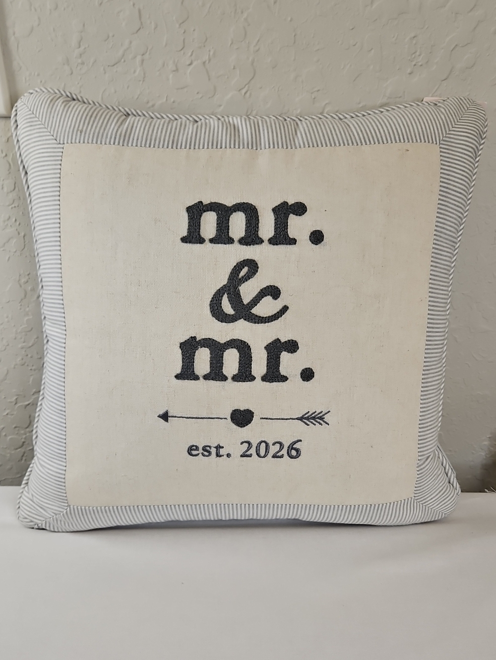 Cupcakes And Cashmere At Home NWT Mr. & Mr. Est 2026 Pillow 16x16 Inches